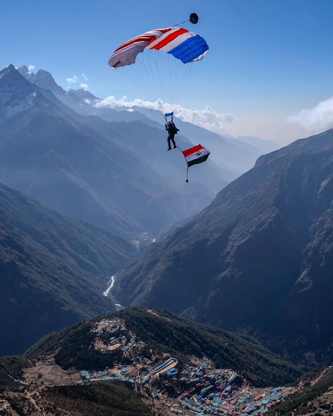 Photo: India's Shital Mahajan sets a record-breaking parachute landing